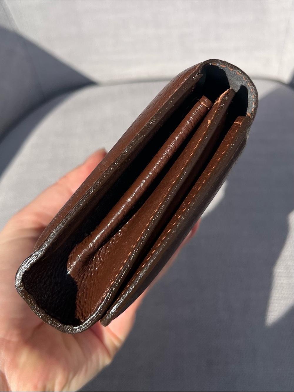 Gucci Web Sherry Line brown leather clutch bag wallet - Picture 7 of 12